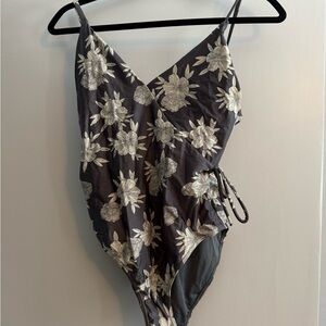 Roxy Black and White Floral One Piece Swimsuit